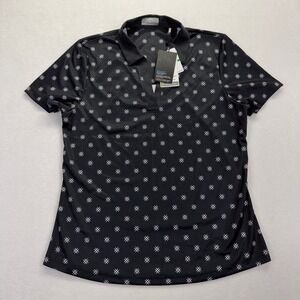 Callaway Golf Polo Womens Large Black White Opti-Dri UPF 50 Short Sleeve
